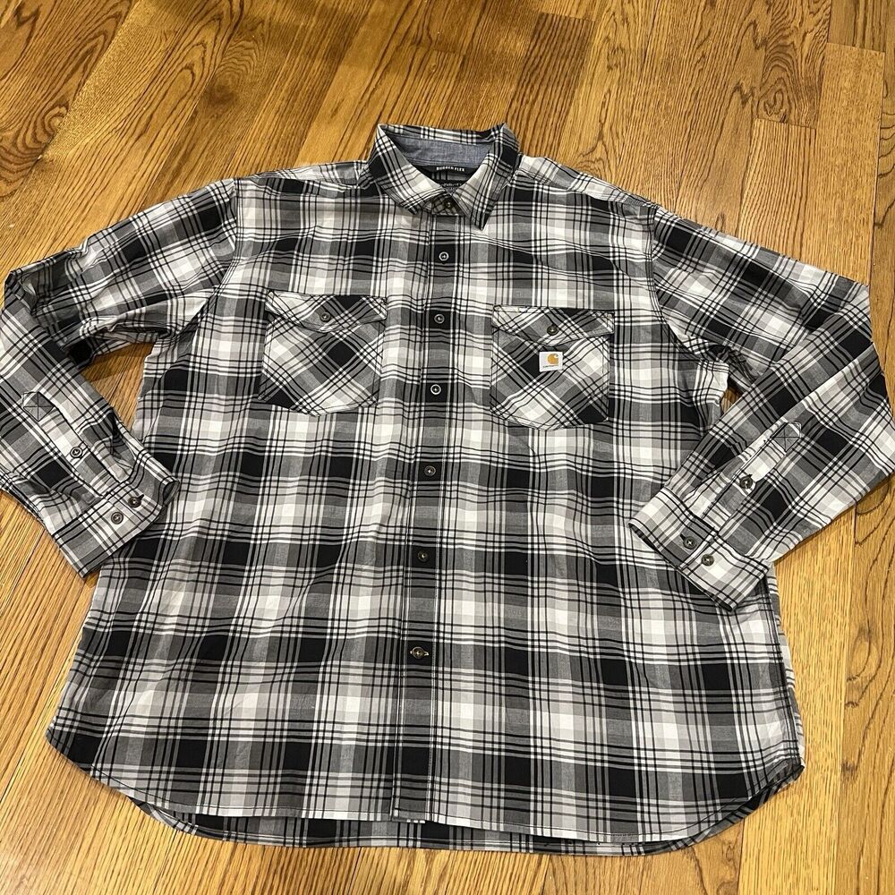 Carhatt Men's Size 2XL Rugged Flex Relaxed Fit Long-Sleeve Plaid Shirt